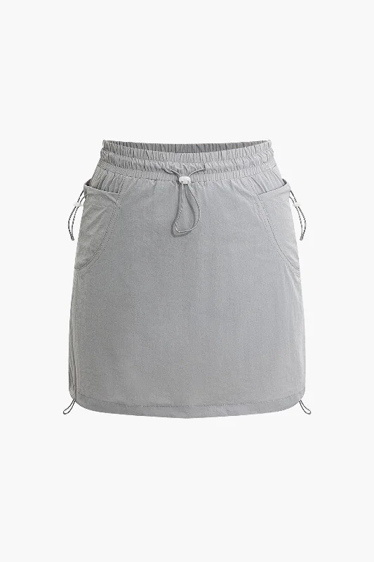 Drawstring Pocket Mini Skirt