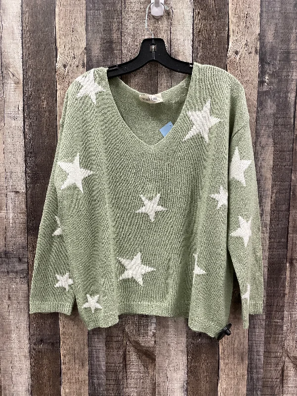 Sweater By Peach Love Cream California In Green & White, Size: S