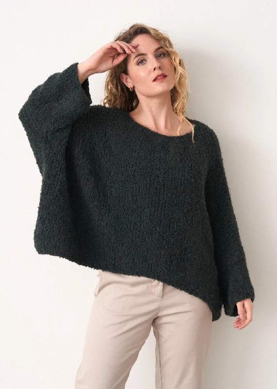 FIRA BOUCLE SWEATER - DARK GREEN