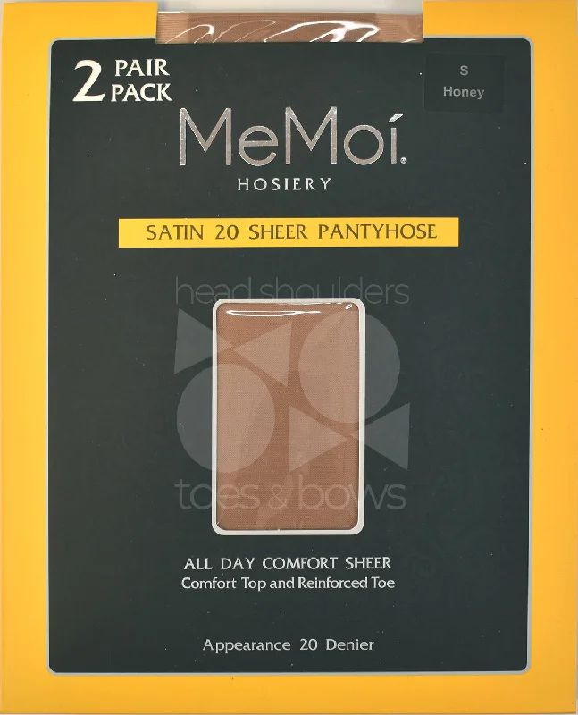 Memoi Satin Sheer 20 Denier Stockings 2-Pack - Honey MS-650