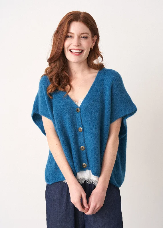 ELIA OVERSIZED KNITTED WAISTCOAT - BLUE