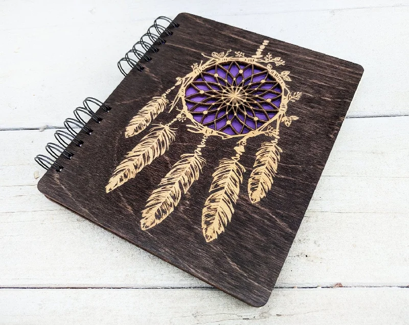 Dream Catcher Laser Cut Womens Sketchbook Sustainable Wood Travel Notepad Teen Diary Gift Wedding Planner Bridal Journal Graduation For Kids