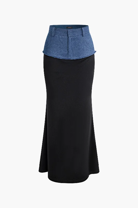 Denim Patchwork Skirt