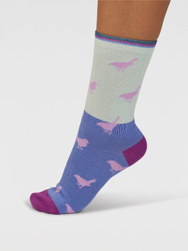 Birdie Colour Block Bamboo Socks - Spearmint Green