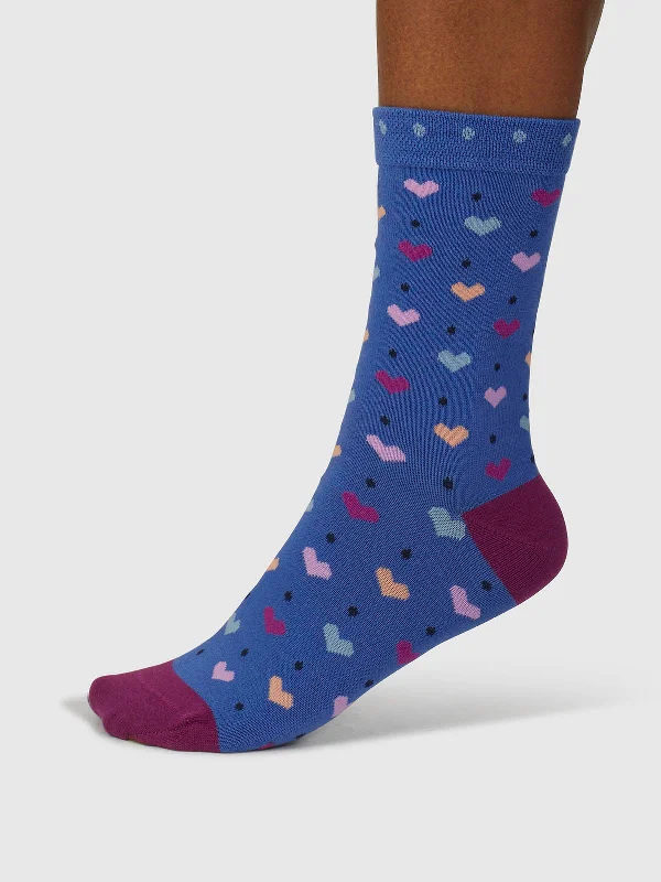 Tyas Heart Organic Cotton Socks - Light Sapphire Blue