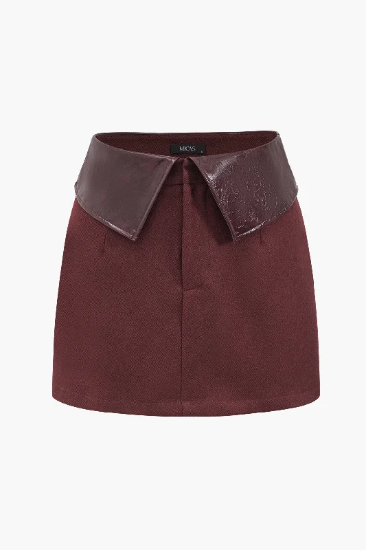 Faux Leather Patchwork Mini Skirt