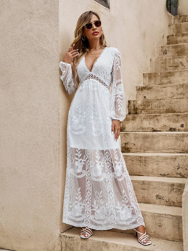 BerriesJam - Greek Myth Lace Lantern Sleeve Maxi Dress