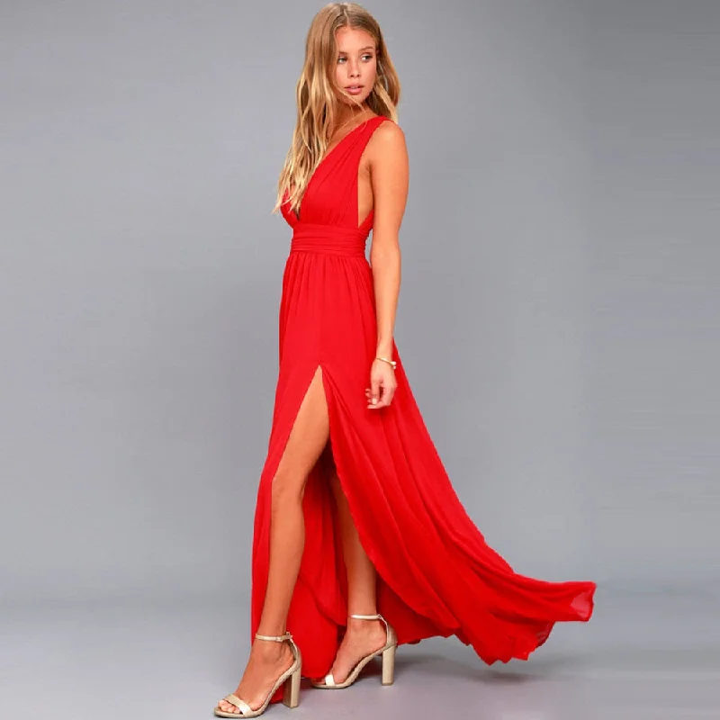 BerriesJam - Bohemia V-neck Sleeveless Sexy Party Long Maxi Dress