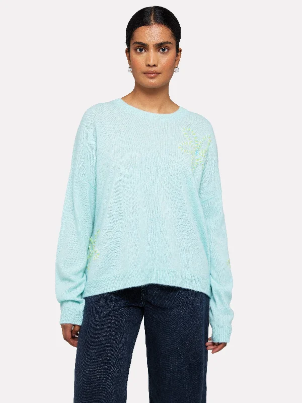 Brodie Cashmere Embroidered Flower Sweater