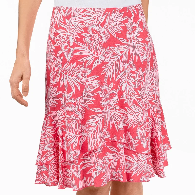 Layered Ruffle Skirt in Coral Hawaiian