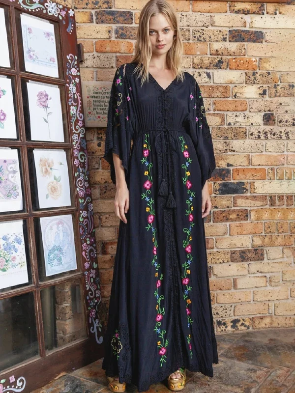 BerriesJam - Night Witch Vintage Batwing Maxi Dress