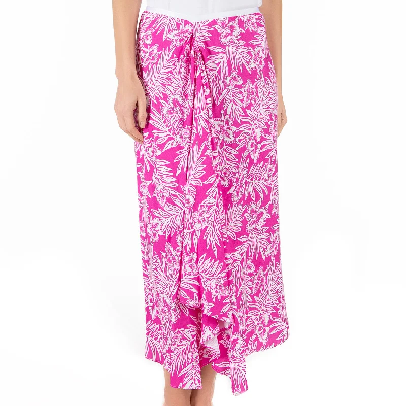 Ruched Midi Skirt in Hawaiian Pink