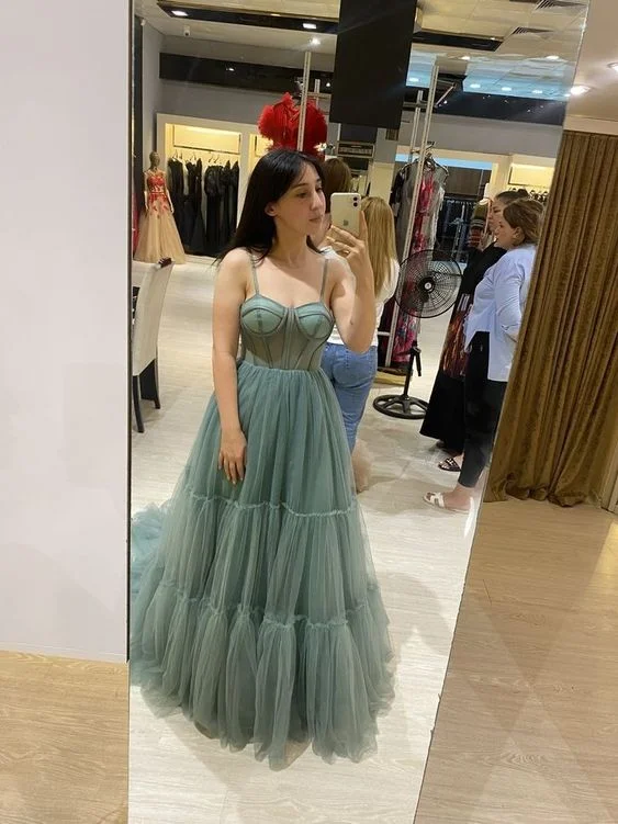 Green Tulle Prom Dresses Formal Evening Dresses       S2212