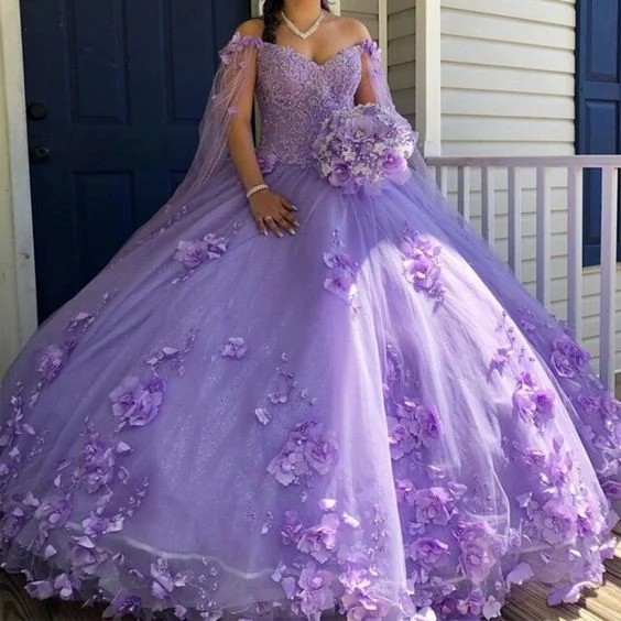 Purple Ball gown long prom dress A line evening dress    S2340