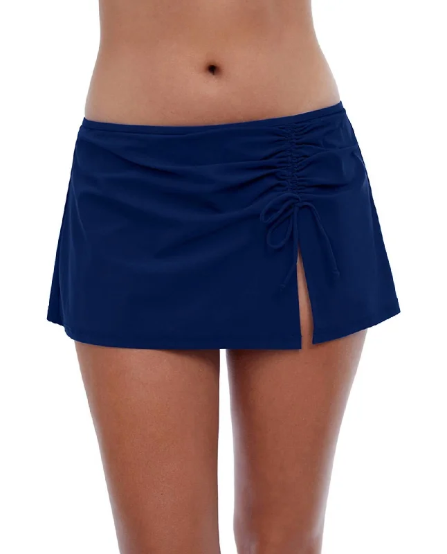 Side Slit Cinch Swim Skirt In Tutti Frutti Navy