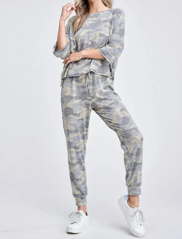 Camo Loungewear Set In Green