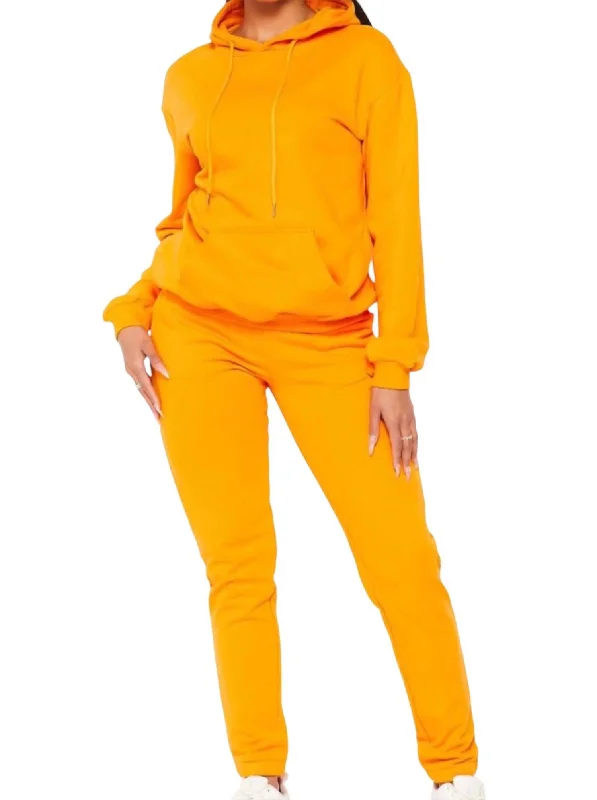 Hoodie Pant Set In Marigold