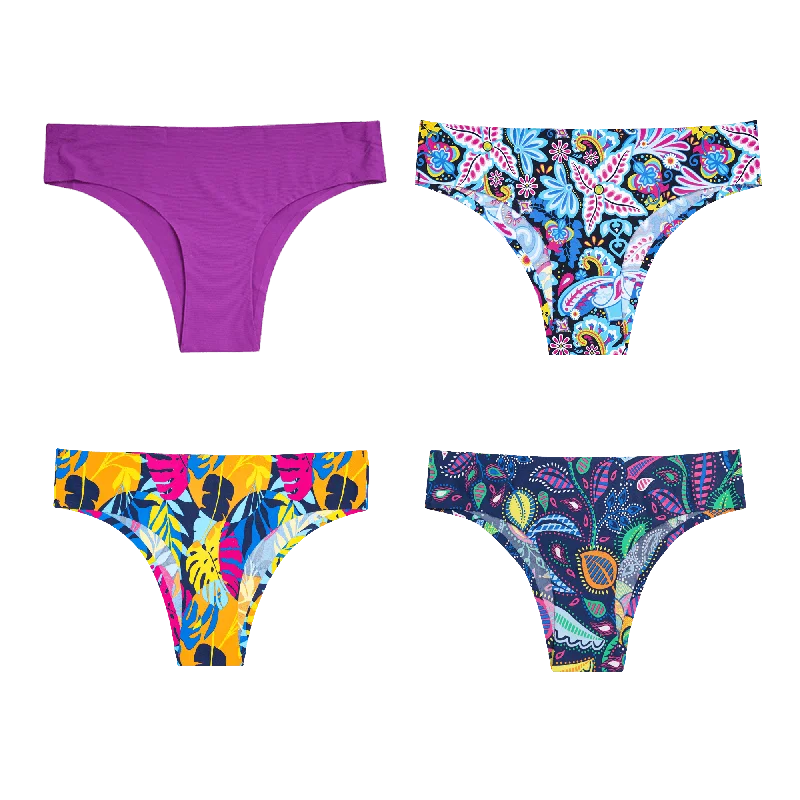 Floral Bundle - Ladies Seamless Brazilian Briefs 4 Pack Bundle