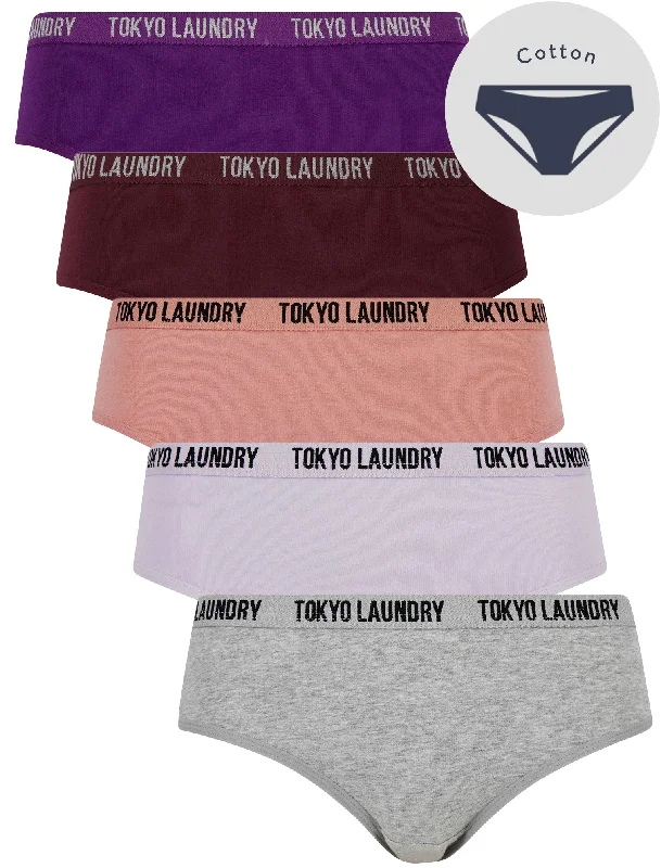 Molly (5 Pack) Cotton Assorted Briefs in Light Grey Marl / Thistle / Ash Rose / Maroon Banner / Majesty - Tokyo Laundry