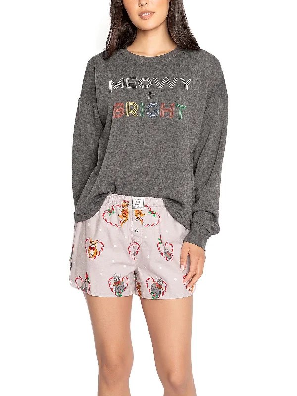 Meowy + Bright Womens 2PC Holiday Pajama Gift Set