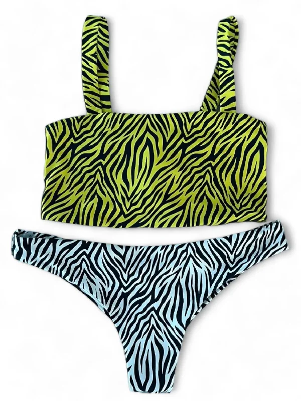 Zebra Bikini Set In Yellow/white