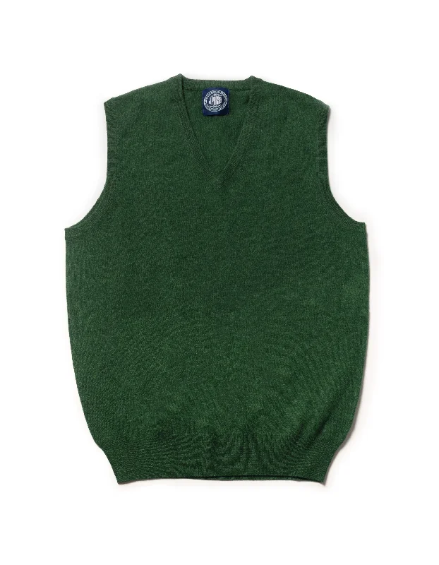 GREEN LAMBSWOOL V NECK VEST