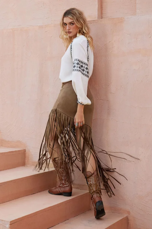 Solid Fringe Skirt