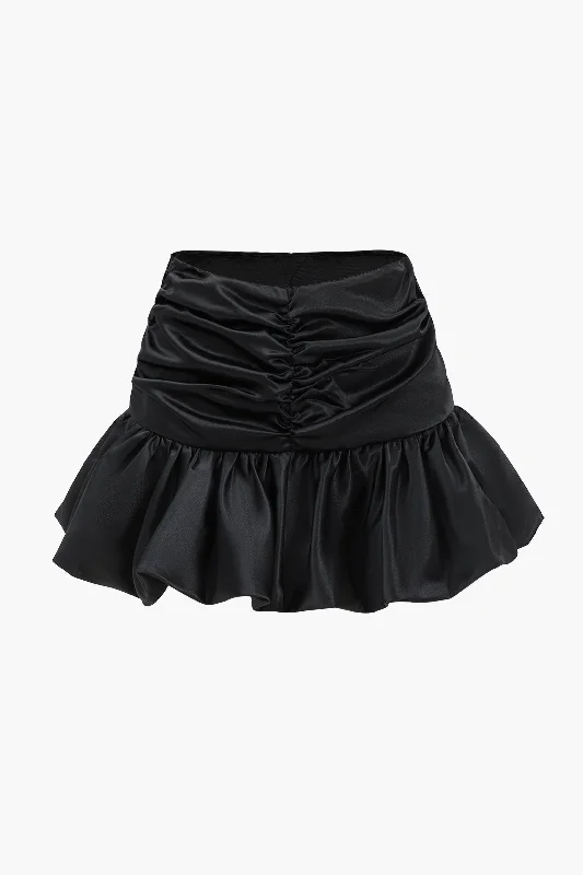 Satin Ruched Skirt