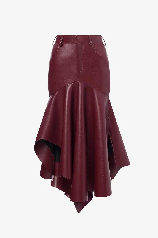 Faux Leather Asymmetrical Skirt