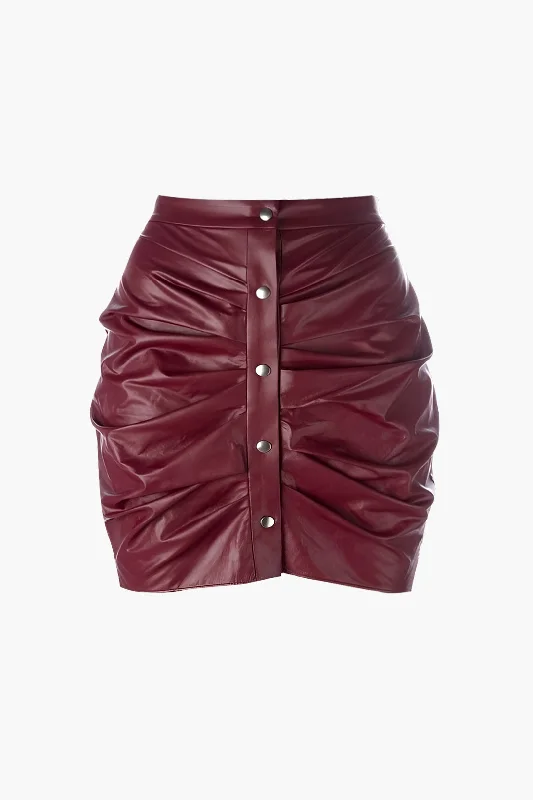 Faux Leather Ruched Skirt