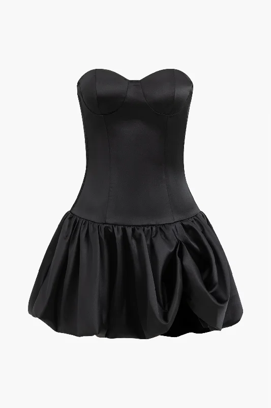 Strapless Bubble Hem Corset Dress