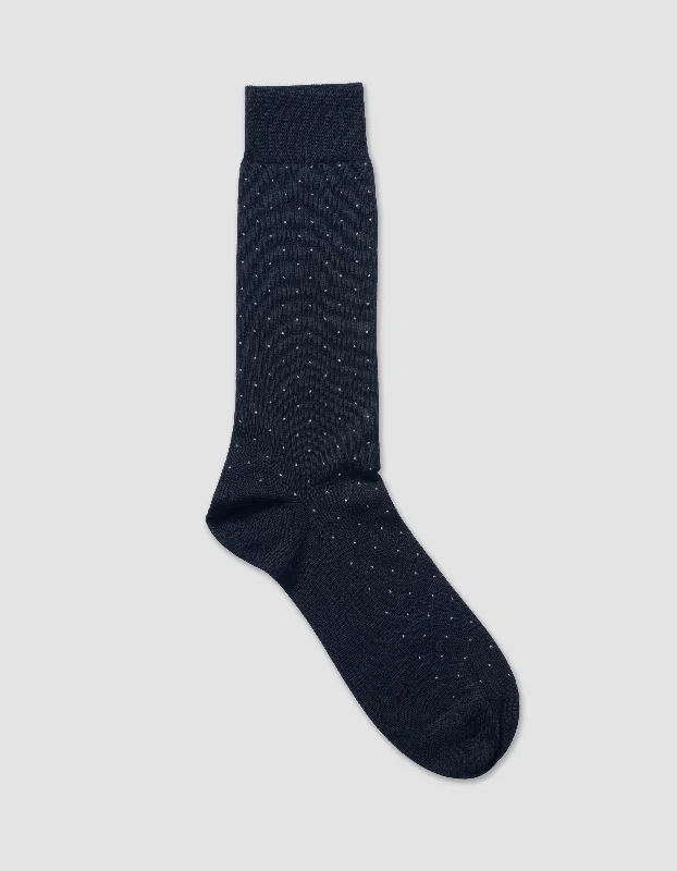 PIN DOT COTTON MID-CALF SOCKS - BLACK