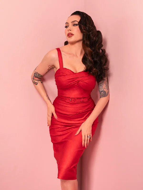 PRE-ORDER - Jawbreaker Wiggle Dress in Red Sparkle Laminate - Vixen by Micheline Pitt