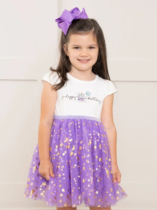 Purple & Gold Birthday Sparkle Tulle Dress