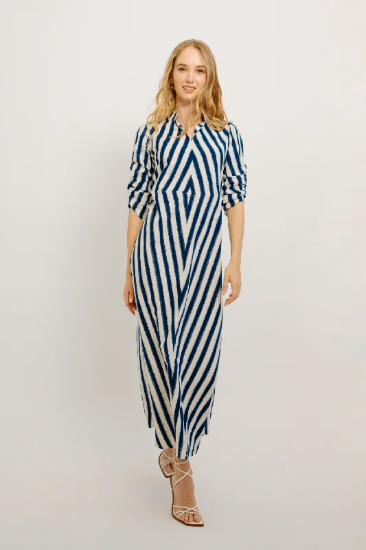 Rambagh Stripes Dress Blue