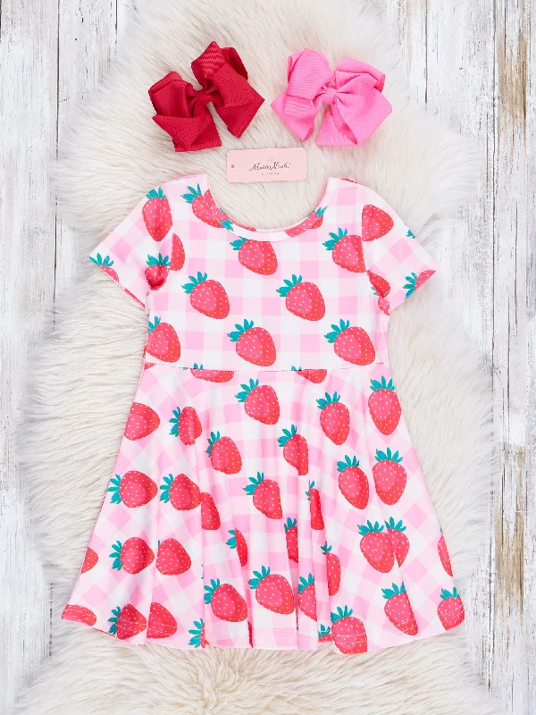 Strawberry Pink Plaid Swing Dress