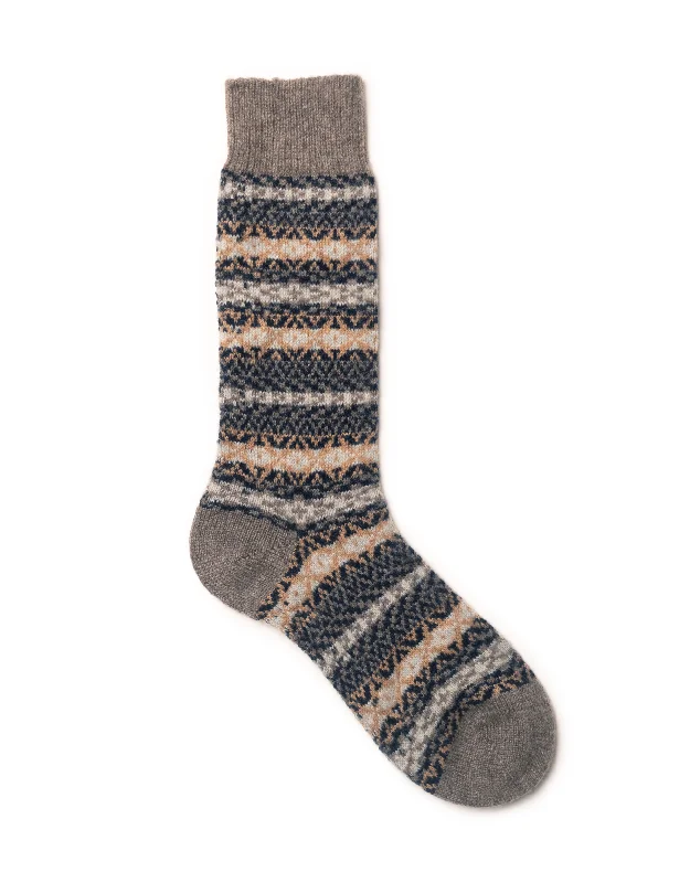 TRADITIONAL FAIR ISLE MID CALF - GREY