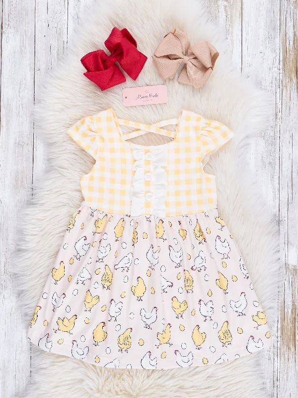 Yellow Gingham Chicken Dress