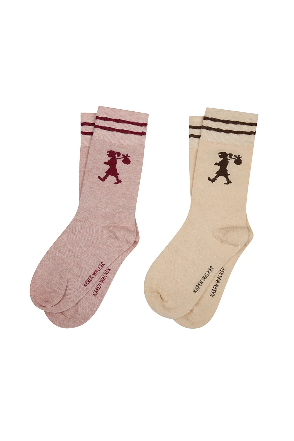 Karen Walker Runaway Girl Socks 2 Pack - Pink/Sand