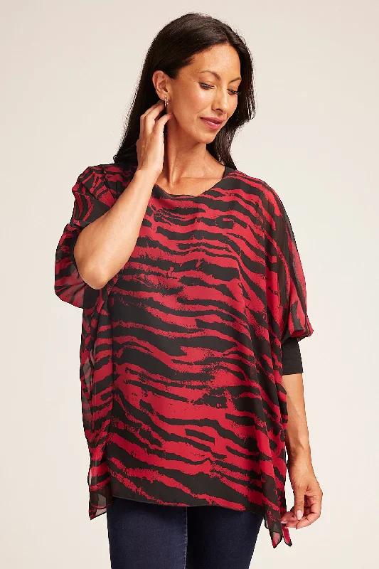 Saloos Elegant Double Layer Top with Contrasting Cuffs