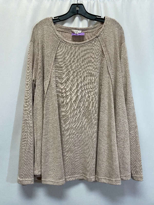 Beige Top Long Sleeve Easel, Size 2x