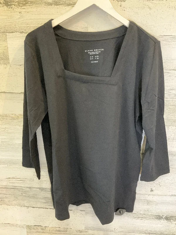 Black Top Long Sleeve Susan Graver, Size 1x