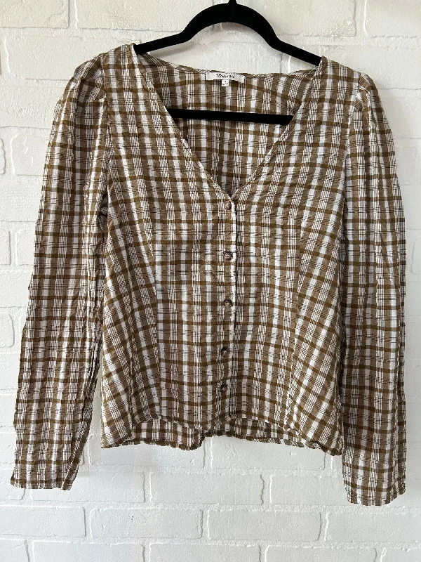 Brown & White Top Long Sleeve Madewell, Size S