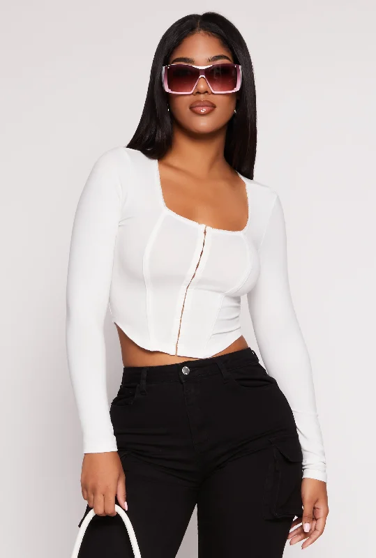 Hook and Eye Long Sleeve Corset Top