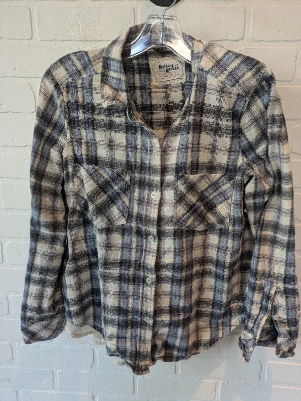 Plaid Top Long Sleeve Holding Horses, Size M