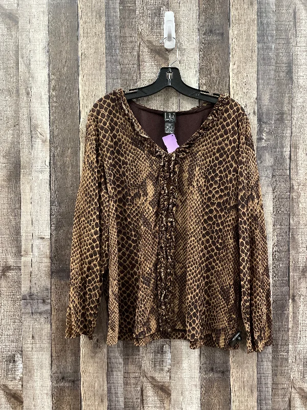 Snakeskin Print Top Long Sleeve Inc, Size 2x